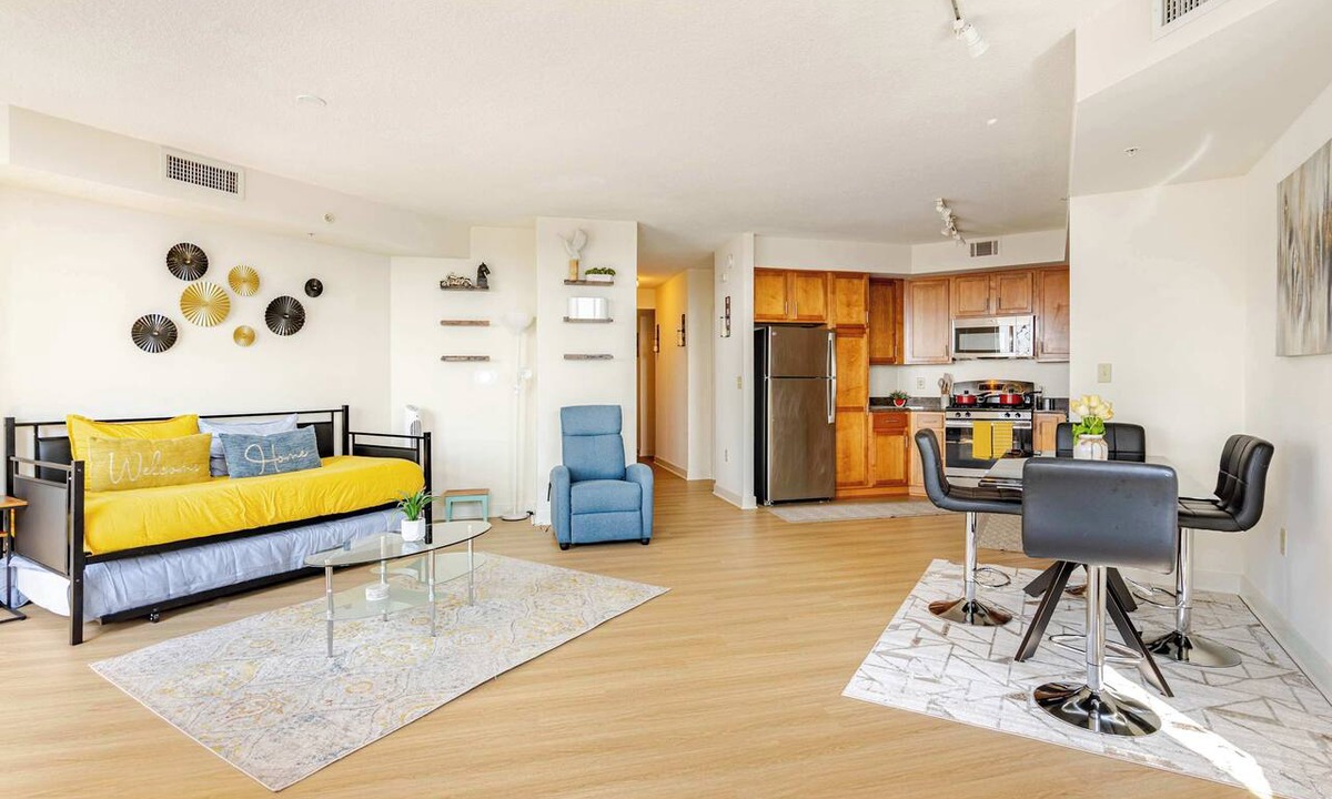 Downtown Apartment | Downtown Silver Spring 2BR Skyline Balcony Suite Walkable to DC Metro Luxepad