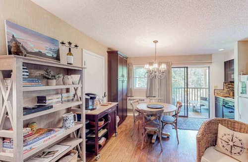 Lake Lure Condo | Inviting studio with pool, tennis, hot tub, kitchenette, & private sunny balcony