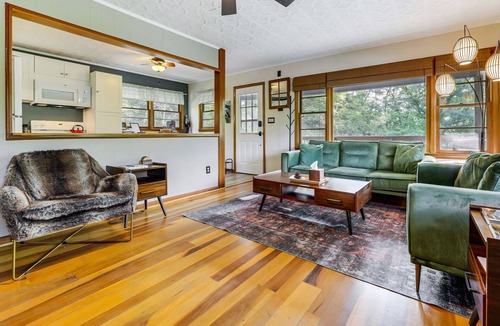 Sylva Cottage | Pet Friendly Riverfront Home near WCU! Trout fishing near Cullowhee & Smoky Mtns