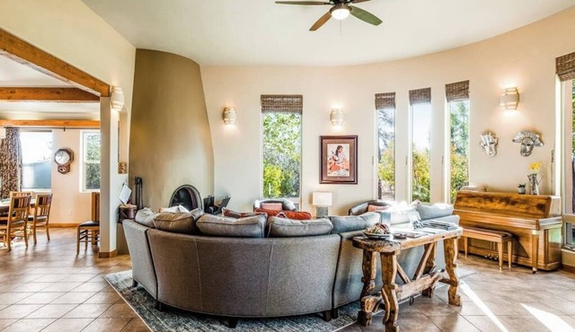 Modern adobe-style home w/balconies & fireplace - close to Pagosa Springs