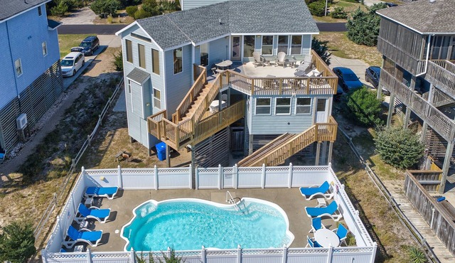 Oceanfront home with private hot tub, outdoor pool, fireplace, & game room