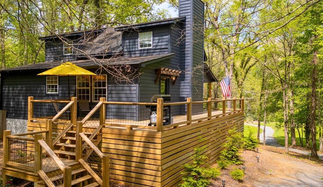 Private Creekfront Cabin on Fightingtown Creek | Hot Tub, Game Room & Fishing